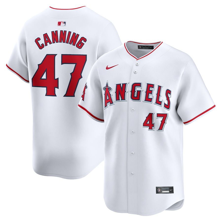 Men Los Angeles Angels 47 Griffin Canning Nike White Home Limited Player MLB Jersey
